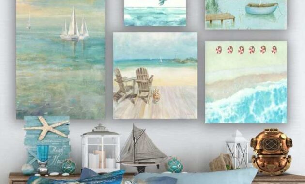 Wall beach cottage nautical canvas ideas room walls marine house decoration collection cheap