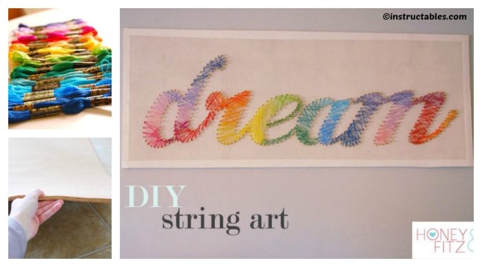 String diy wall nail yarn project