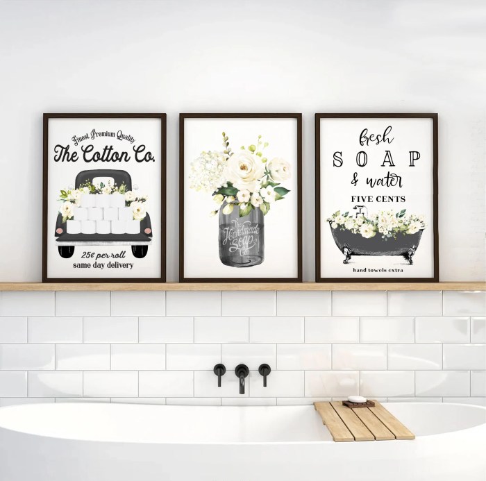 Black art bathroom decor