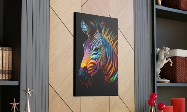 Canvas art decor abstract colorful zebra painting