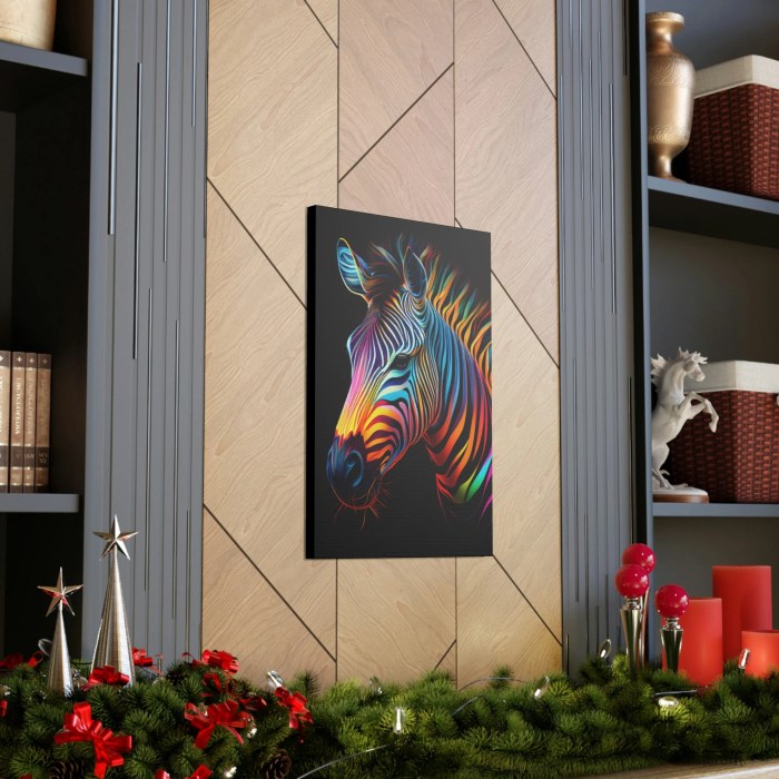 Canvas art decor abstract colorful zebra painting