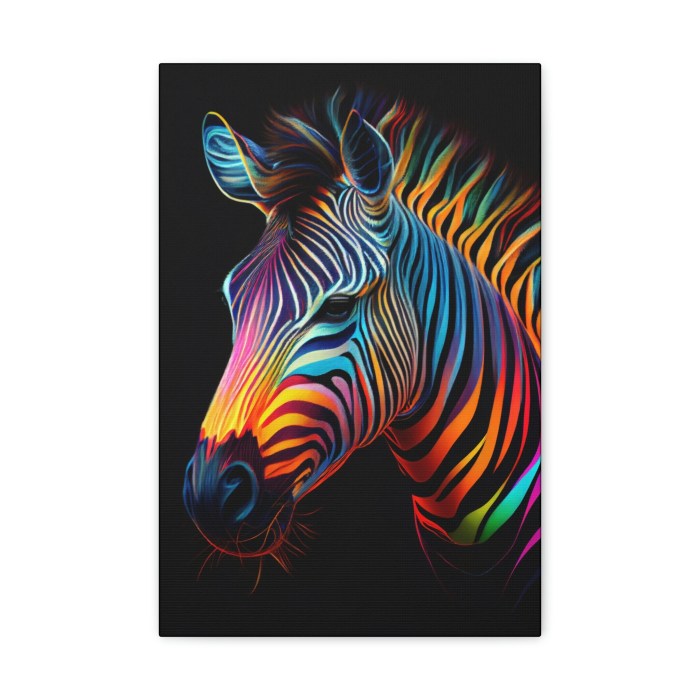 Canvas art decor abstract colorful zebra painting